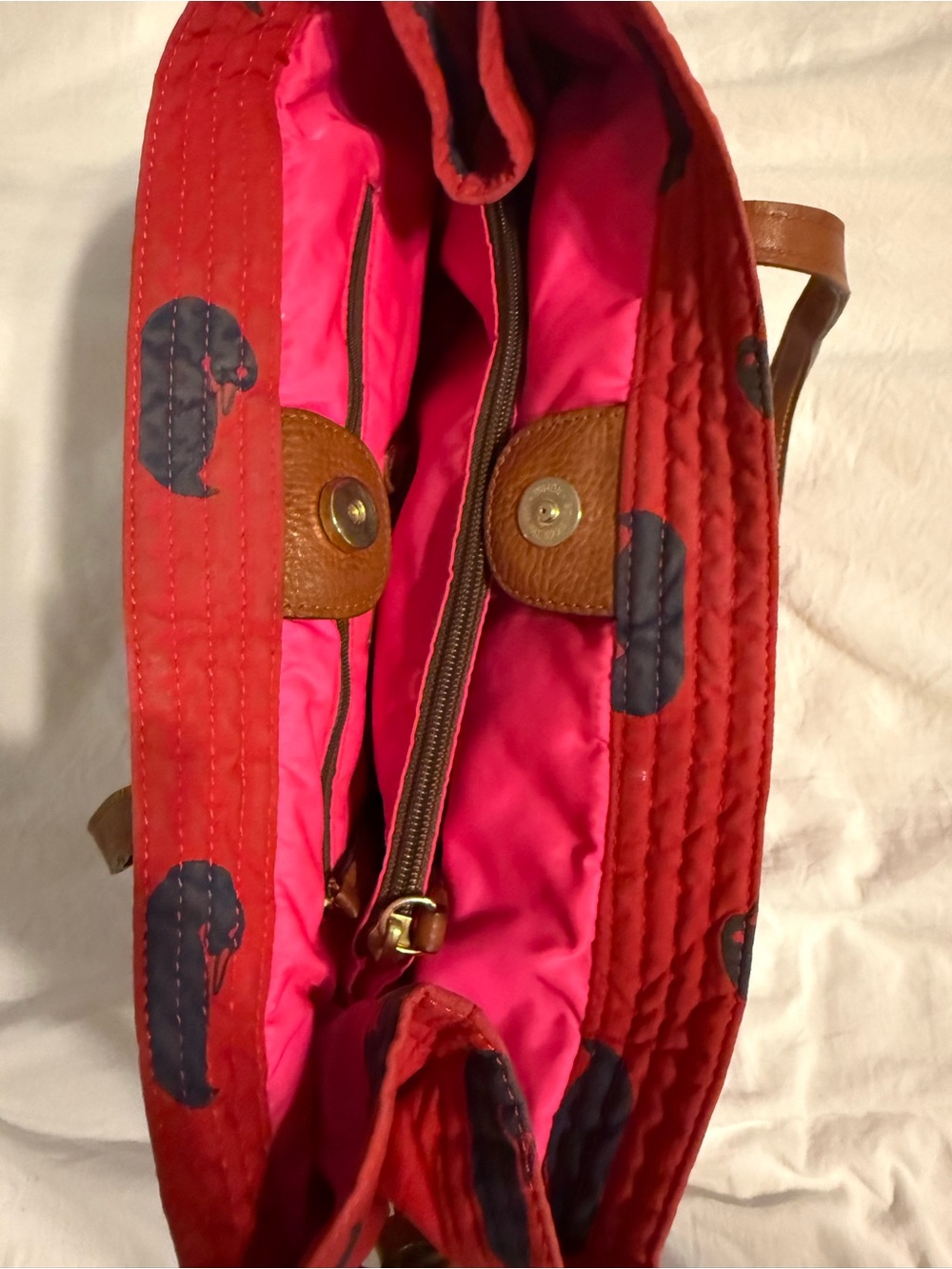 Dooney & Bourke Red and Navy Duck Tote - Picture 12 of 16